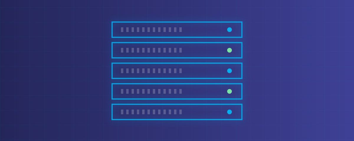 Server rack illustration in Hepsia brand colours