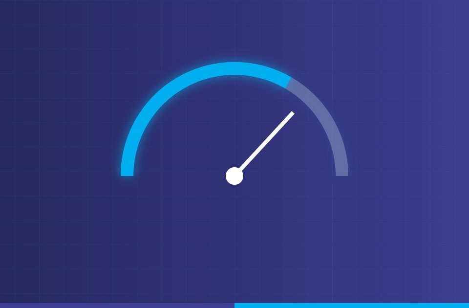 Speed gauge illustration in Hepsia brand colours